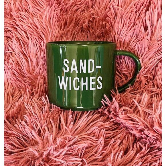 Room Essentials Clever Hunter Green Sandwiches Graphic 16oz Coffee Tea Mug - Picture 1 of 9